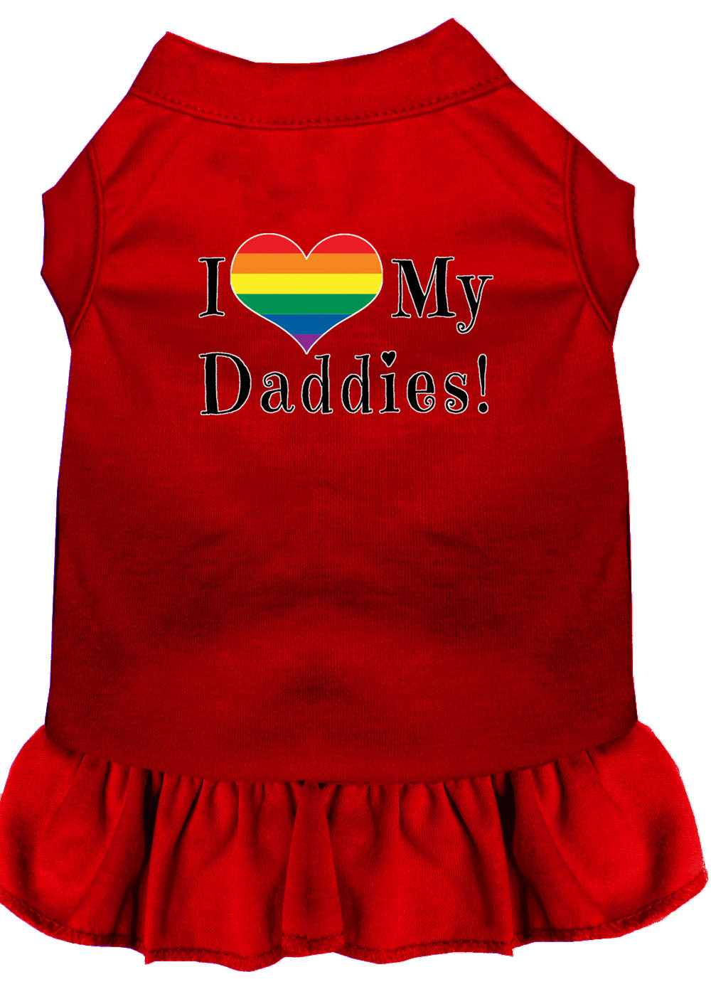 I Heart my Daddies Screen Print Dog Dress Red XXL